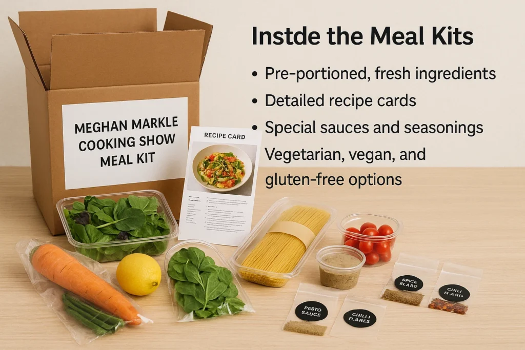What’s inside the order Meghan Markle cooking show meal kits with fresh ingredients and recipes.