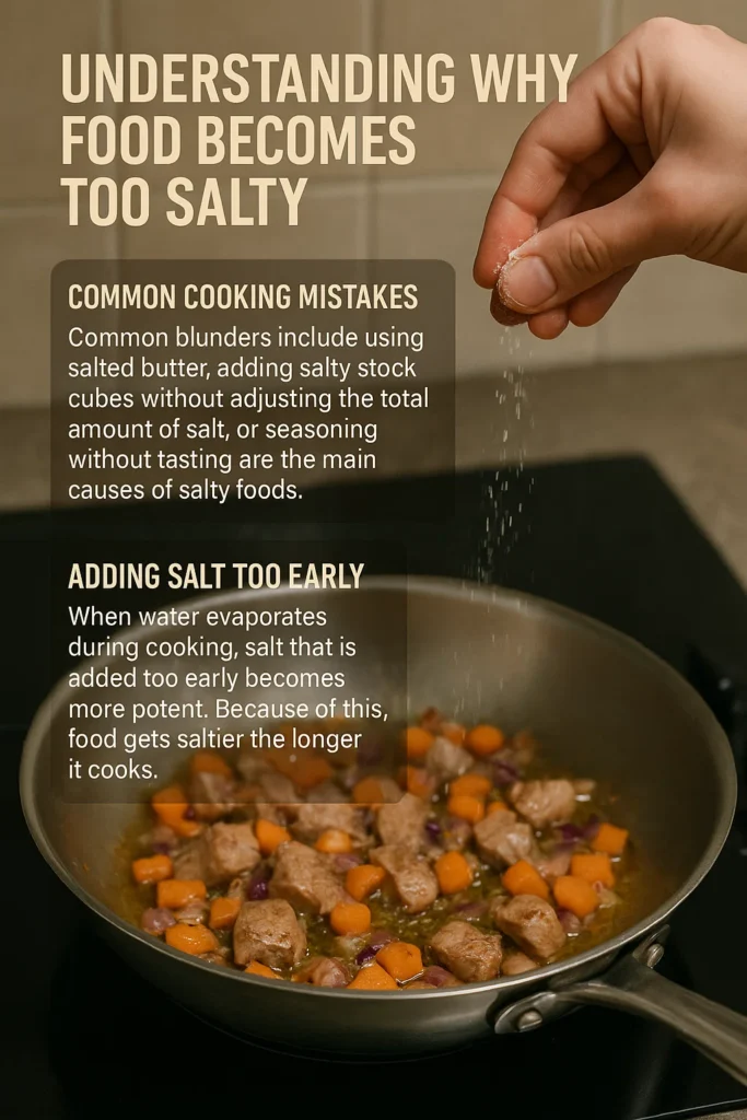 Why food becomes too salty and how to fix salty food with easy kitchen techniques.